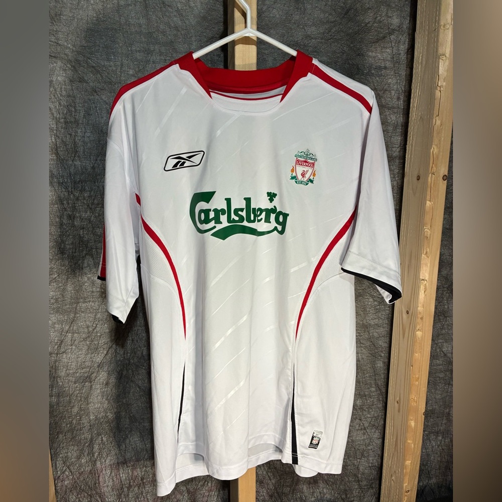 LIVERPOOL 2005 2006 AWAY FOOTBALL SHIRT SOCCER JERSEY REEBOK sz L MEN WHITE
